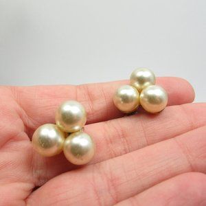 Vintage Pearl Cluster Screwback Earrings
